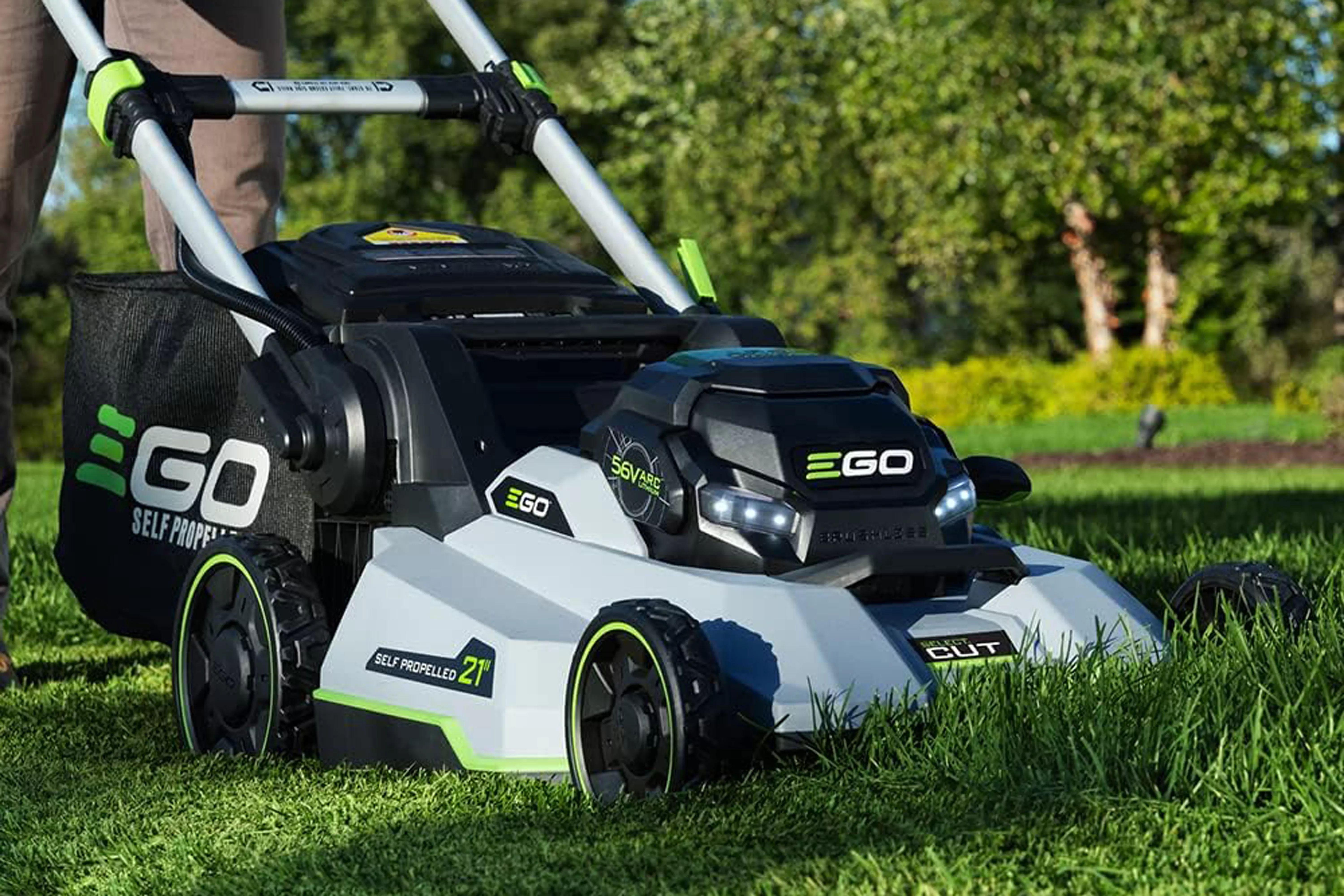  EGO Power LM2135SP 56-Volt on lawn mowing grass