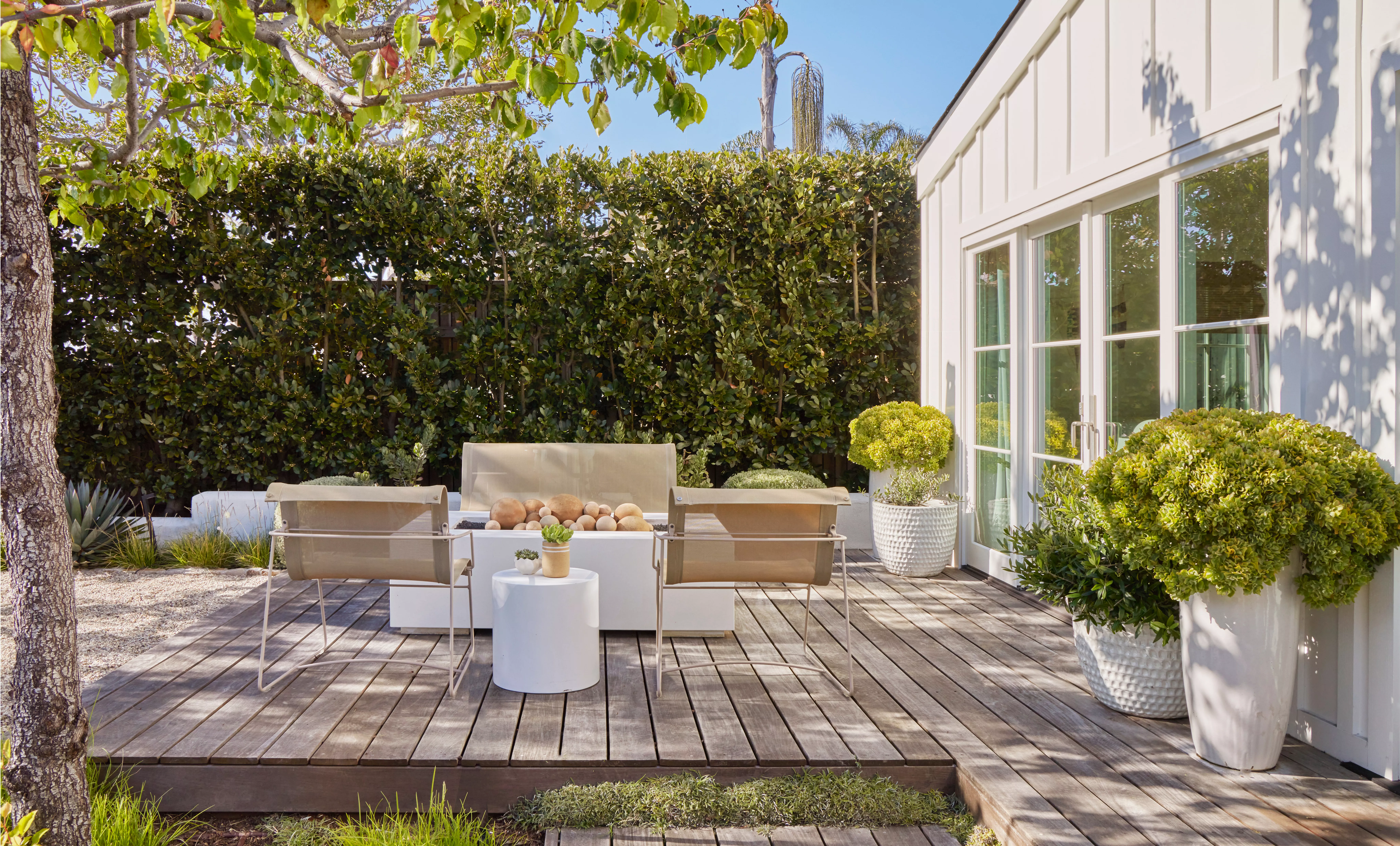 backyard deck with patio furniture